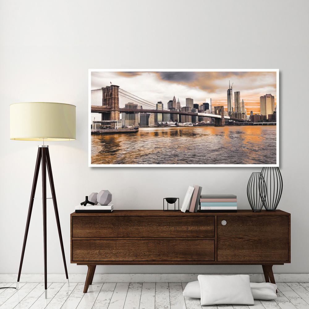 Brooklyn Bridge and Lower Manhattan at sunset, NYC-Paper Art-74&quotx38"