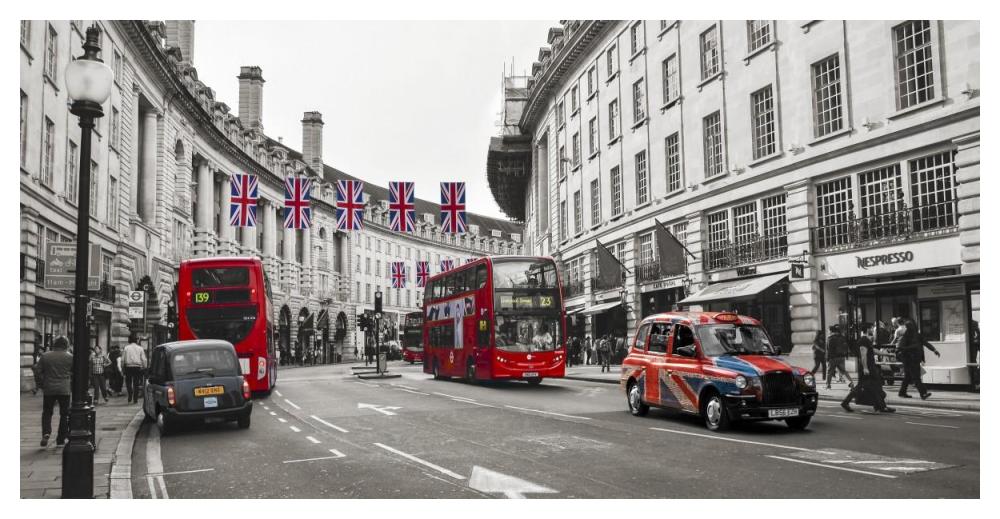Buses and taxis in Oxford Street, London-Paper Art-50"x26"