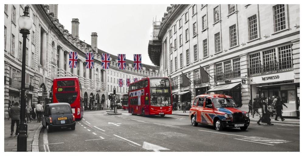 Buses and taxis in Oxford Street, London-Paper Art-74"x38"