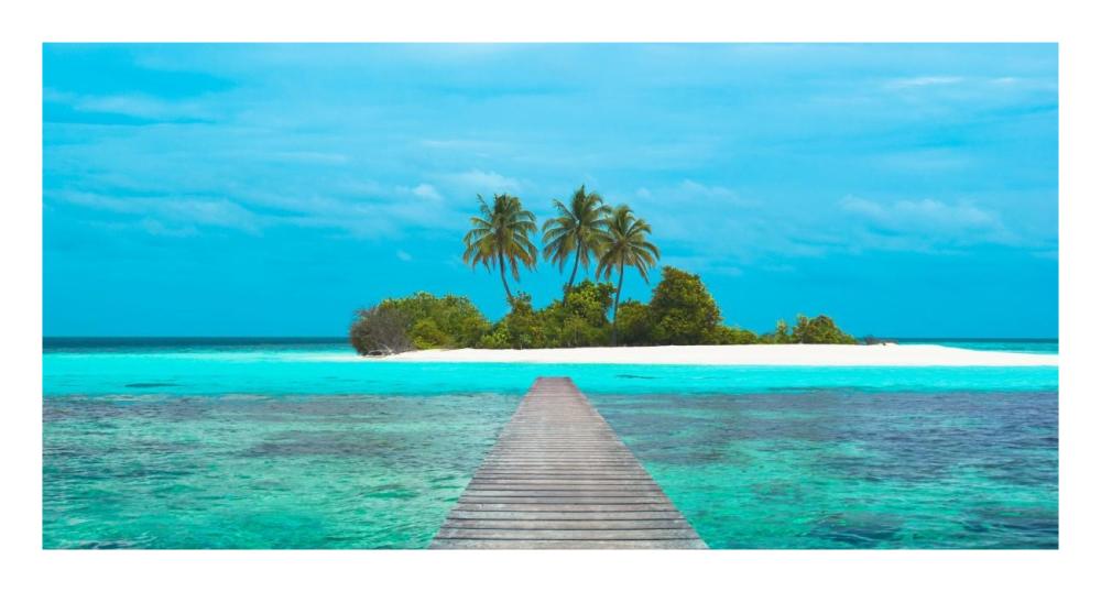 Jetty and Maldivian island-Paper Art-26"x14"