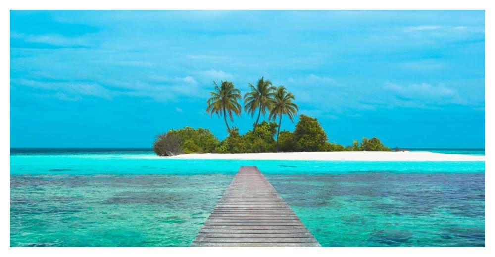 Jetty and Maldivian island-Paper Art-50"x26"