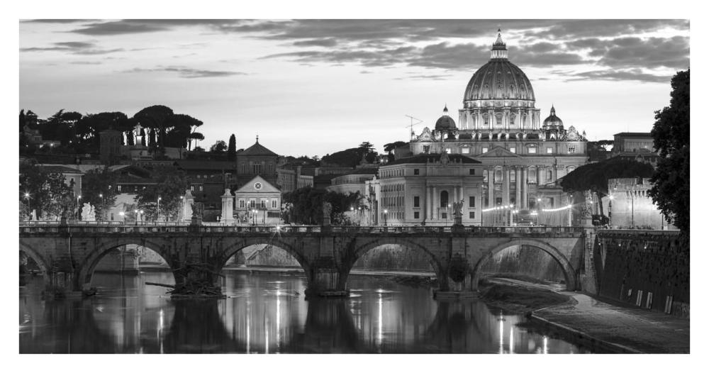Night view at St. Peter's cathedral, Rome-Paper Art-38"x20"