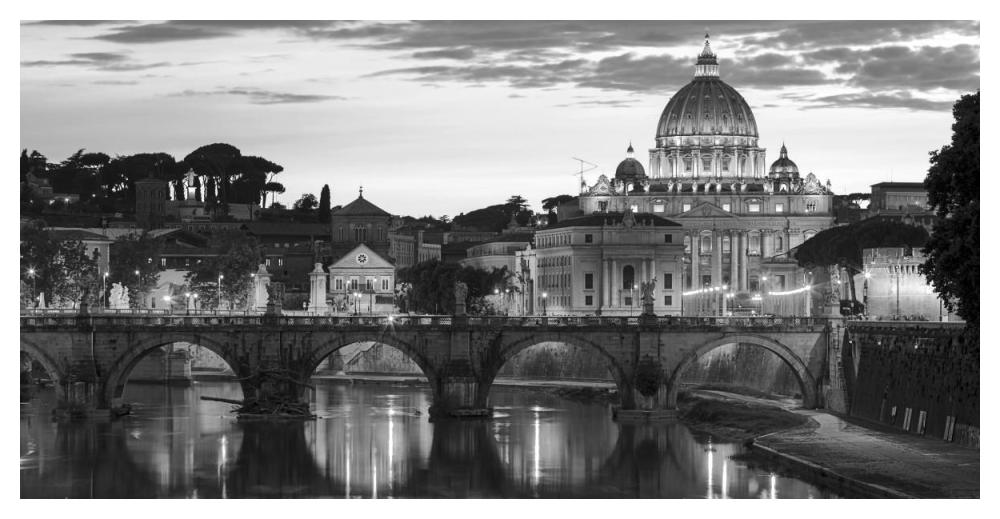 Night view at St. Peter's cathedral, Rome-Paper Art-50"x26"