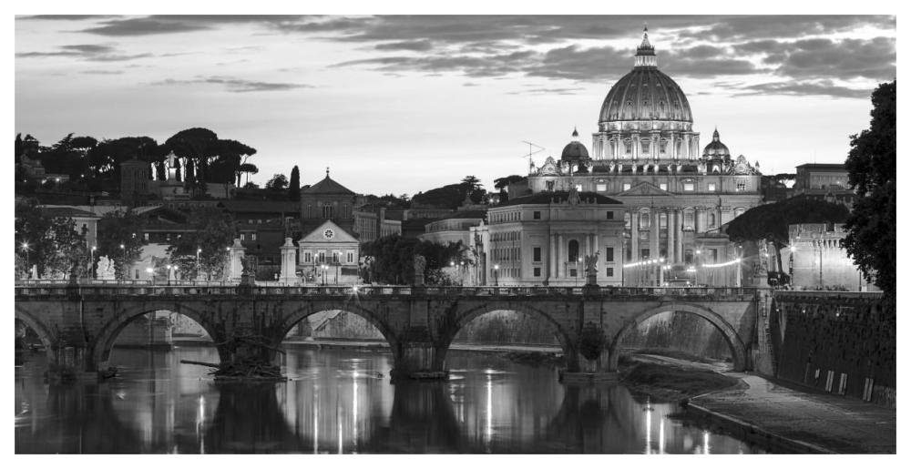 Night view at St. Peter's cathedral, Rome-Paper Art-62"x32"