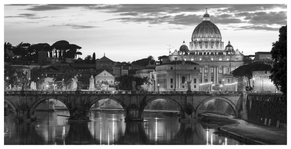 Night view at St. Peter's cathedral, Rome-Paper Art-74"x38"
