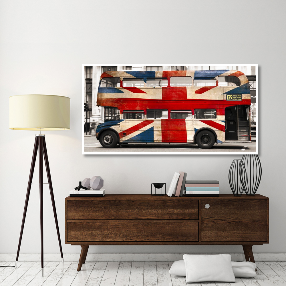 Union jack double-decker bus, London-Paper Art-74&quotx38"