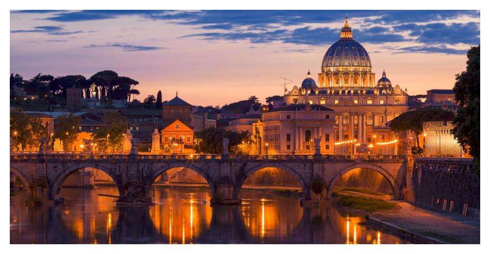 Night view at St. Peter's cathedral, Rome-Paper Art-50"x26"