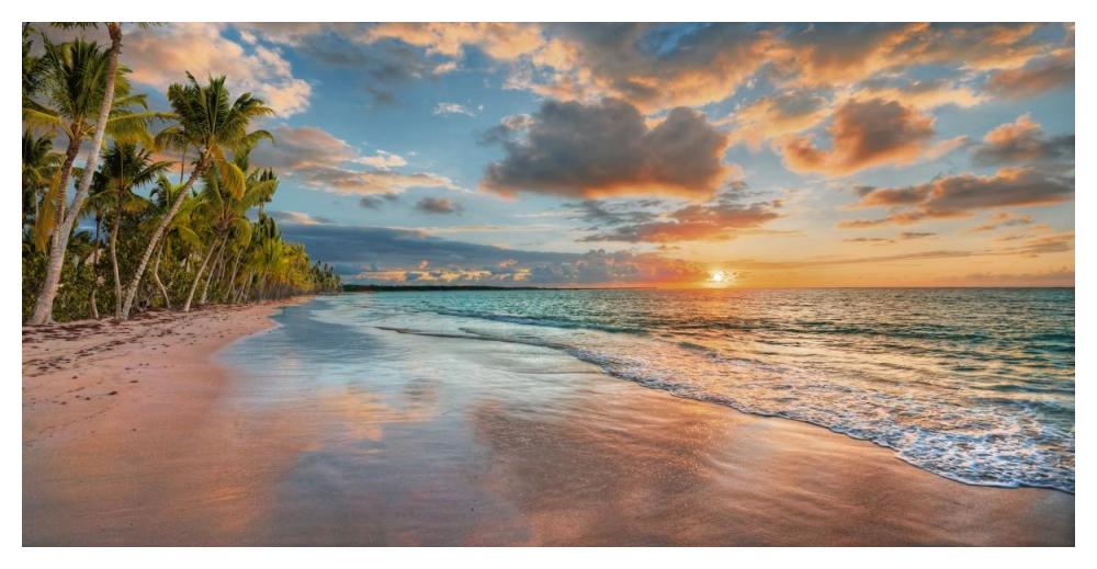 Beach in Maui, Hawaii, at sunset-Paper Art-50"x26"