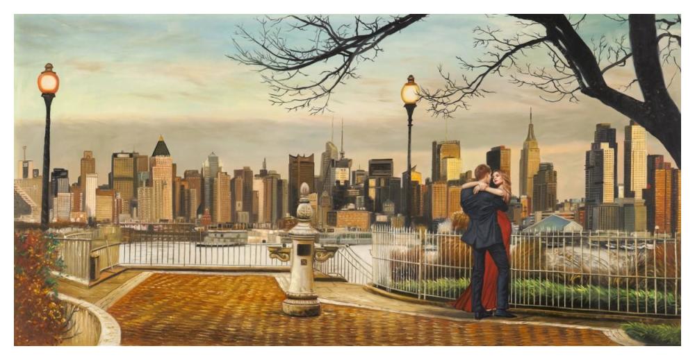 Lovers in New York-Paper Art-50"x26"