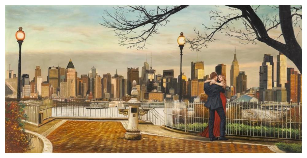 Lovers in New York-Paper Art-62"x32"