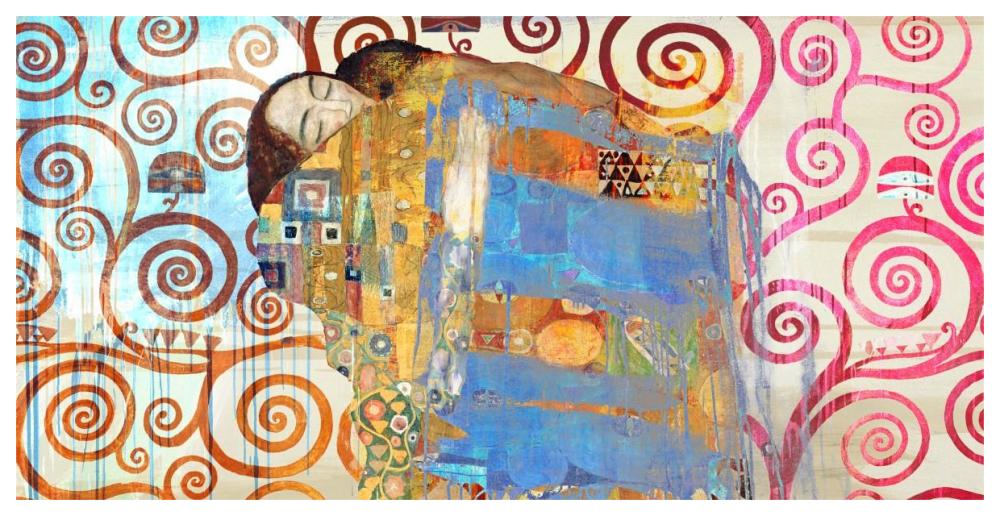 Klimt's Embrace 2.0-Paper Art-62"x32"