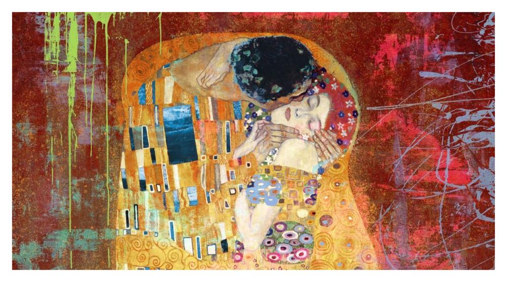 Klimt's Kiss 2.0 (detail)-Paper Art-42"x23.6"