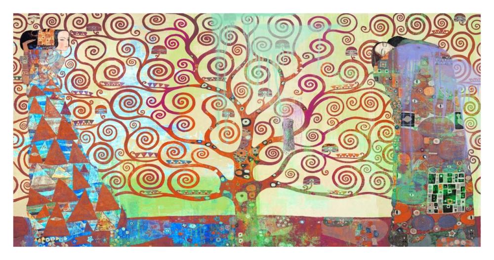 Klimt's Tree of Life 2.0-Paper Art-38"x20"