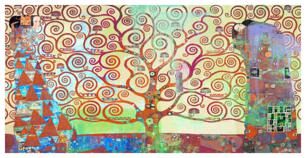 Klimt's Tree of Life 2.0-Paper Art-62"x32"