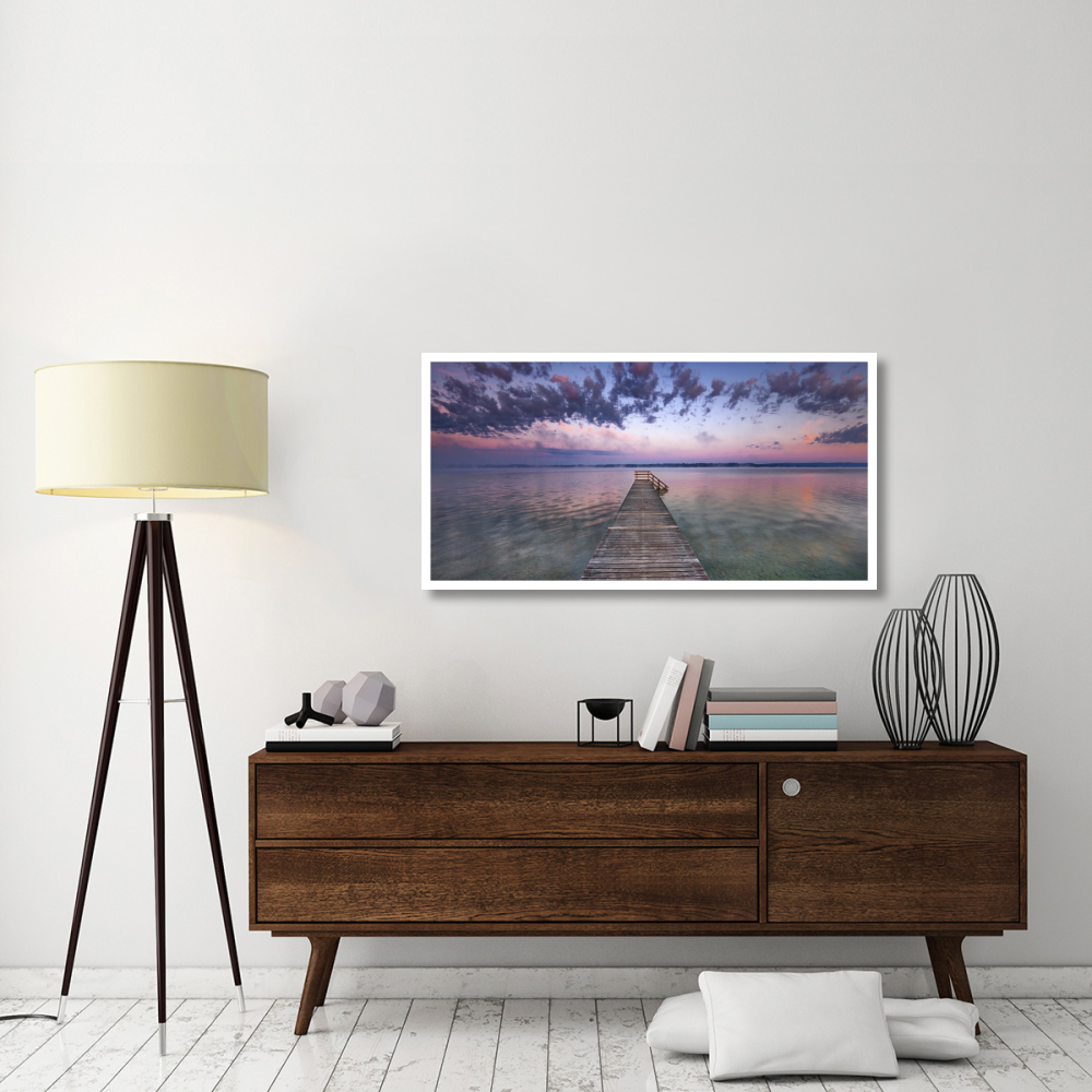 Boat ramp and filigree clouds, Bavaria, Germany-Paper Art-50&quotx26"