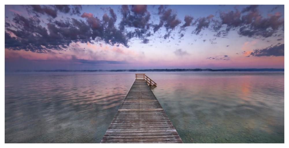 Boat ramp and filigree clouds, Bavaria, Germany-Paper Art-62"x32"