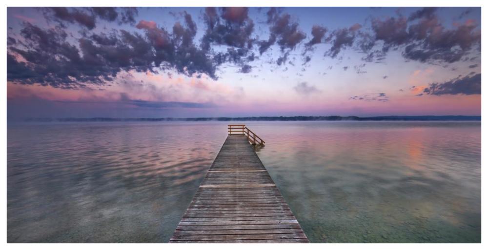 Boat ramp and filigree clouds, Bavaria, Germany-Paper Art-74"x38"
