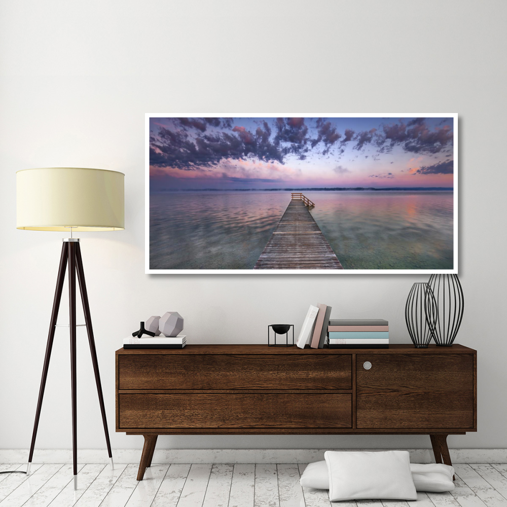 Boat ramp and filigree clouds, Bavaria, Germany-Paper Art-74&quotx38"