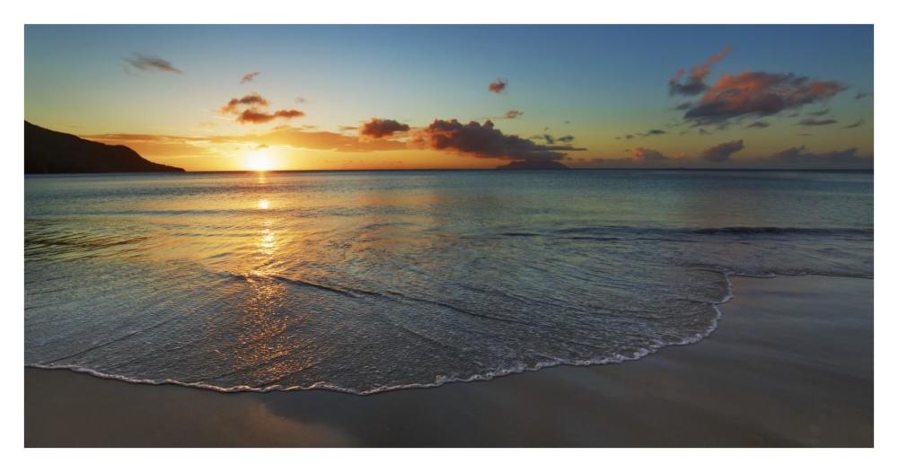 Baie Beau Vallon, Seychelles-Paper Art-38"x20"