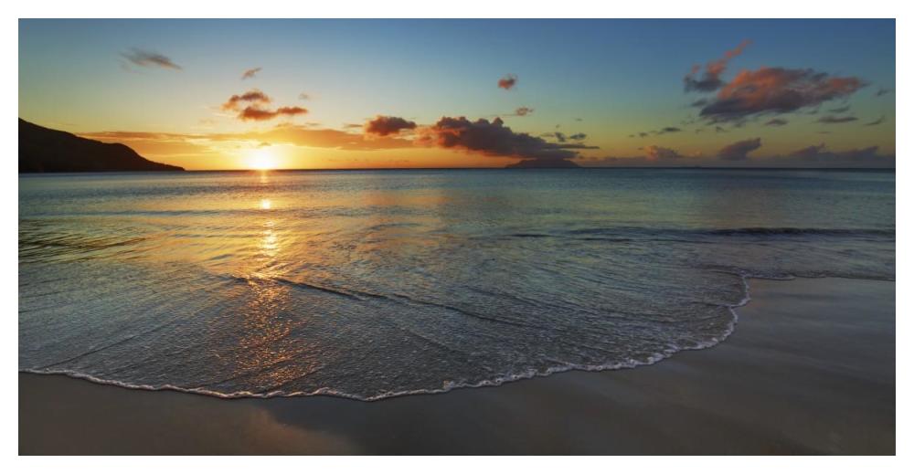 Baie Beau Vallon, Seychelles-Paper Art-50"x26"