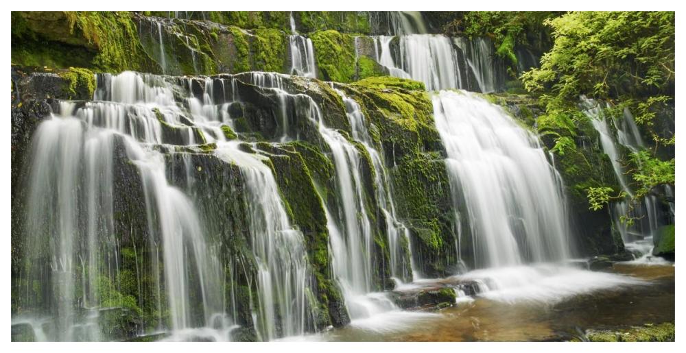 Waterfall Purakaunui Falls, New Zealand-Paper Art-62"x32"