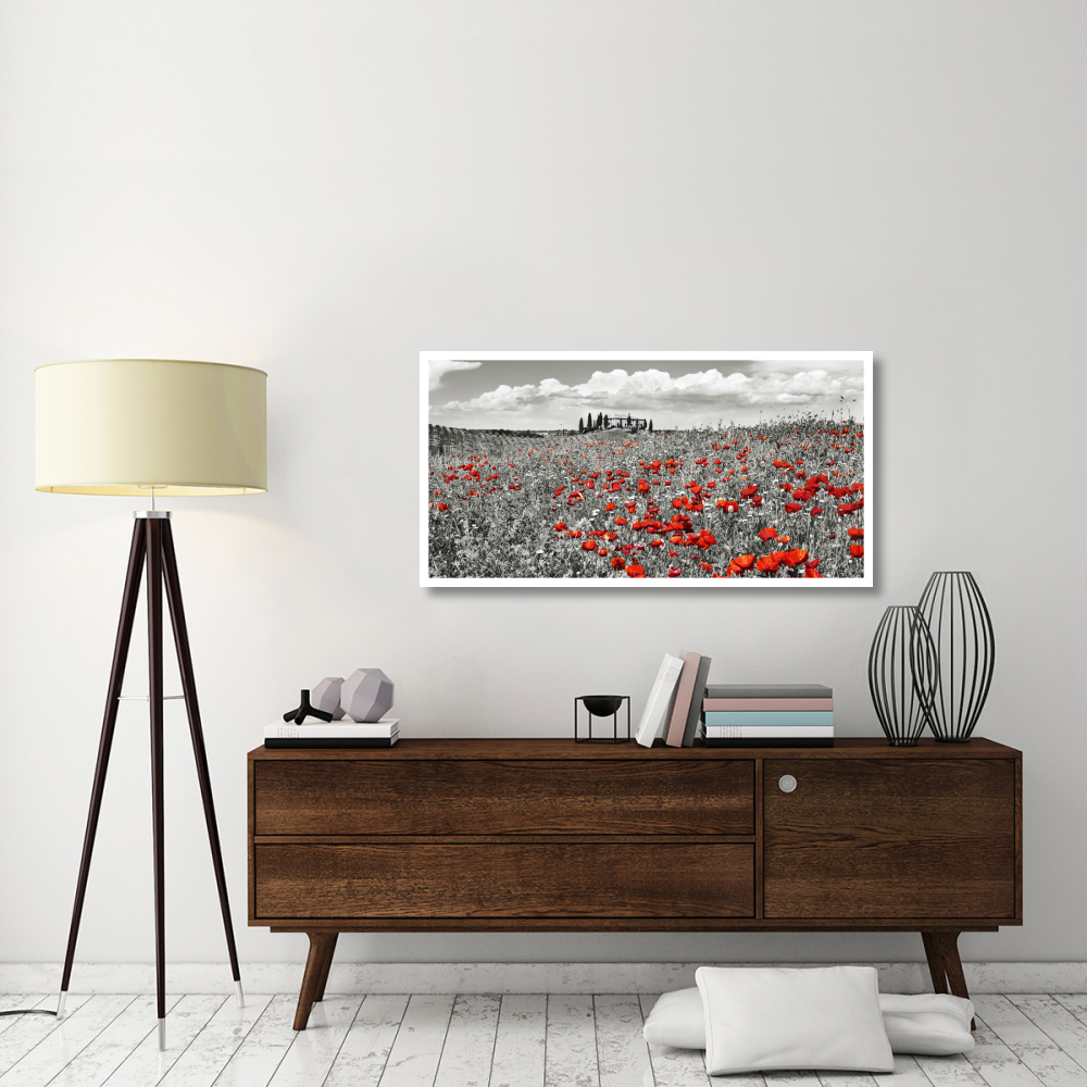 Farm house with cypresses and poppies, Tuscany, Italy-Paper Art-50&quotx26"