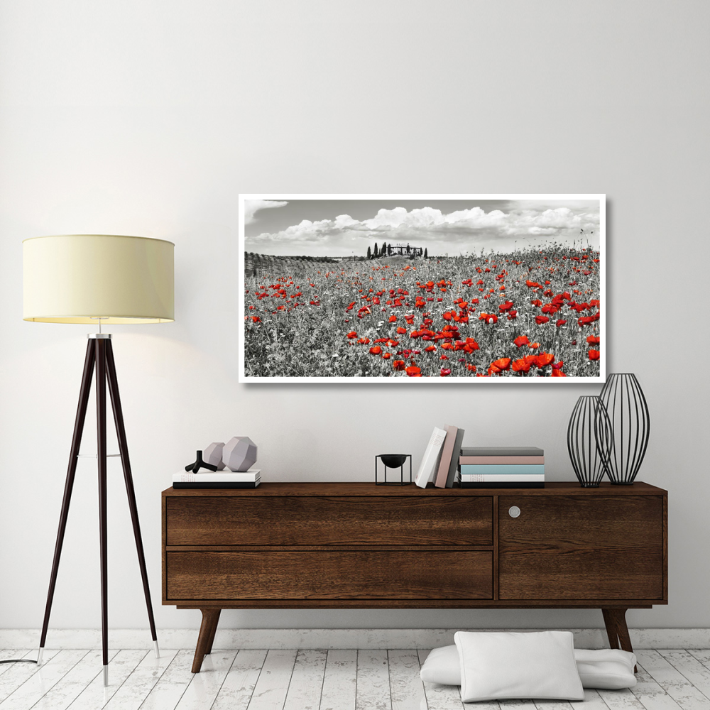 Farm house with cypresses and poppies, Tuscany, Italy-Paper Art-62&quotx32"