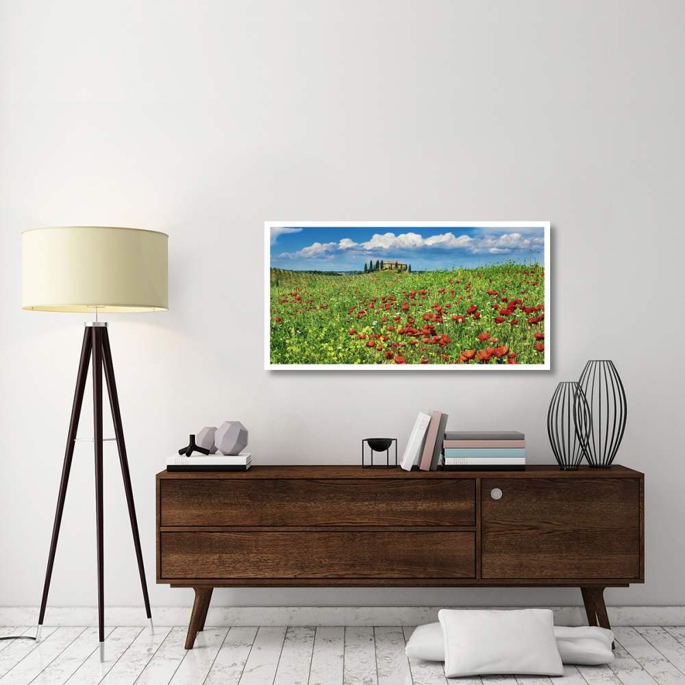 Farm house with cypresses and poppies, Tuscany, Italy-Paper Art-50&quotx26"