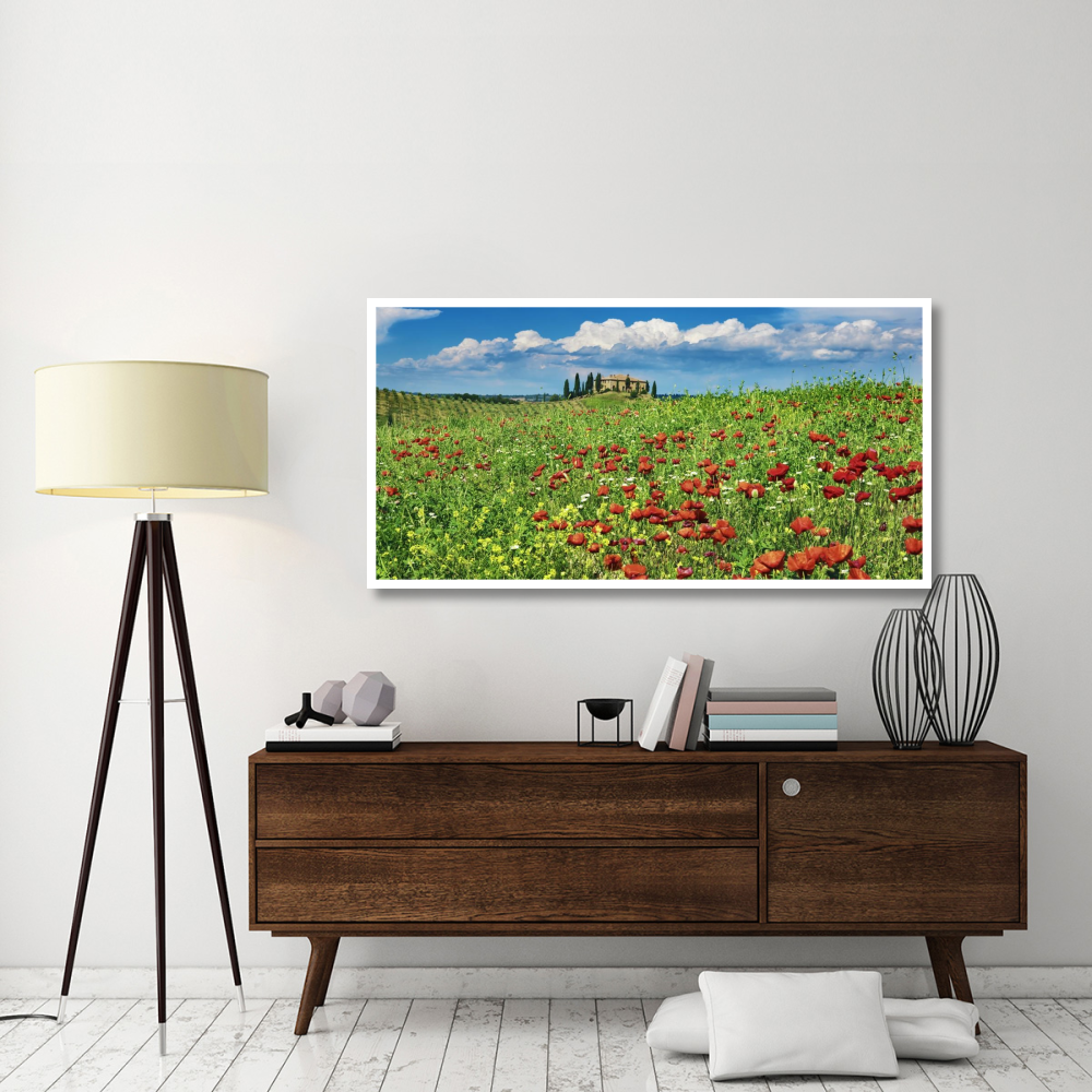 Farm house with cypresses and poppies, Tuscany, Italy-Paper Art-62&quotx32"