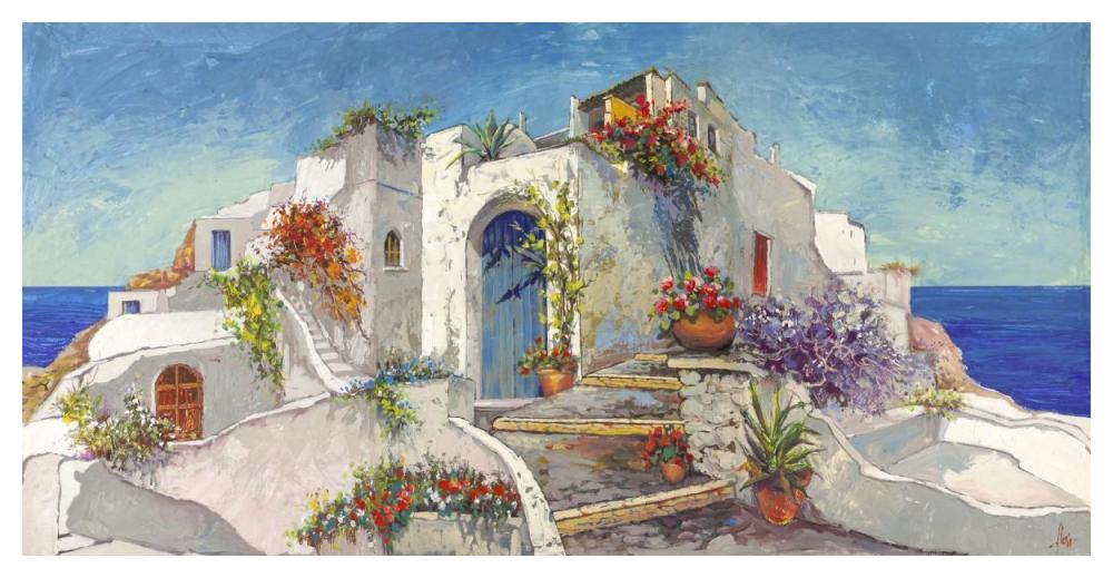 Casa nelle Cicladi-Paper Art-50"x26"