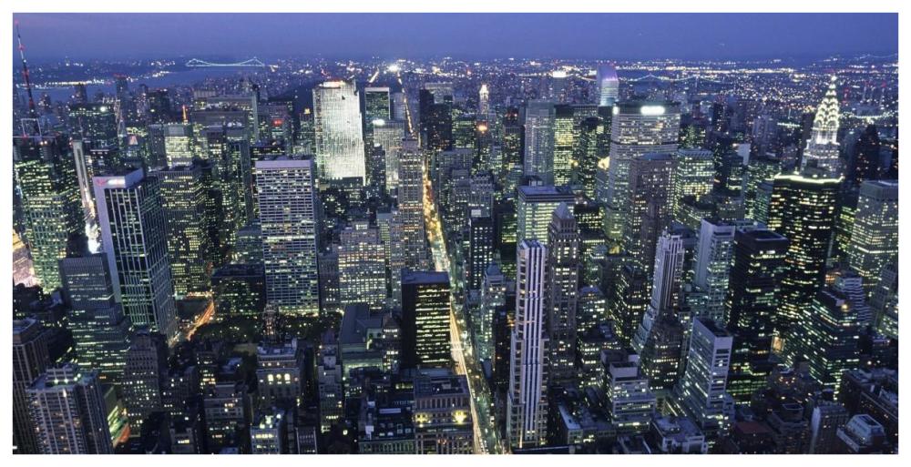 Fifth avenue and Midtown Manhattan, NYC-Paper Art-74"x38"