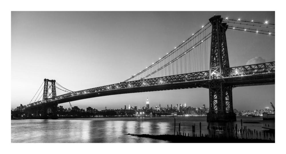 Queensboro Bridge and Manhattan from Brooklyn, NYC-Paper Art-26"x14"