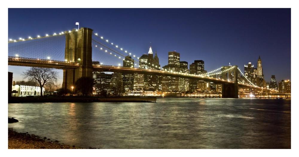 Panoramic view of Lower Manhattan at dusk, NYC-Paper Art-38"x20"
