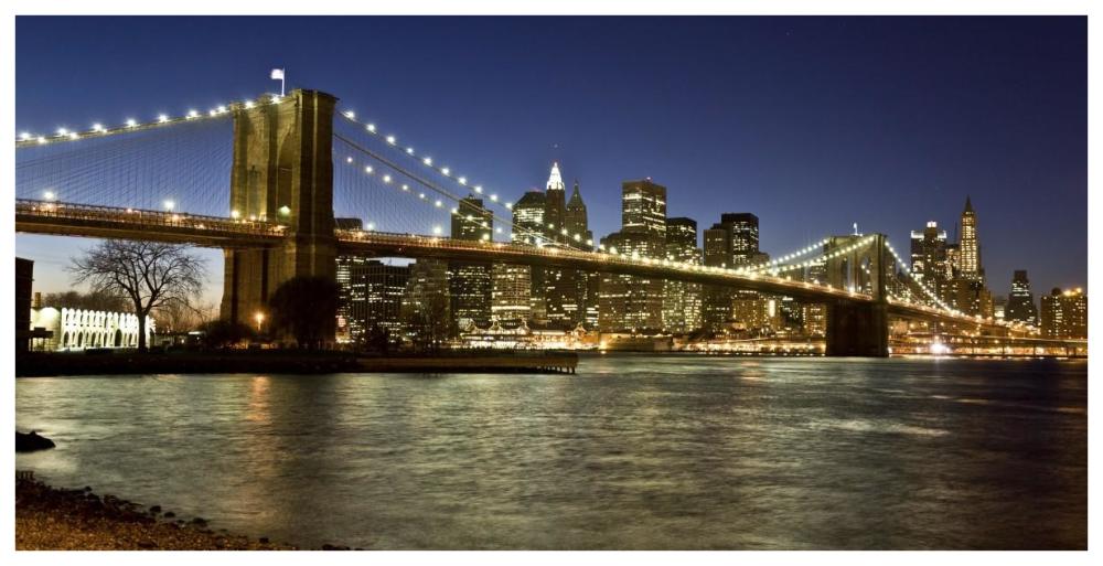 Panoramic view of Lower Manhattan at dusk, NYC-Paper Art-74"x38"
