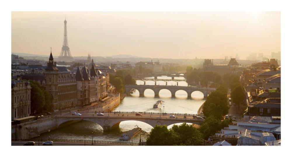 Bridges over the Seine river, Paris-Paper Art-26"x14"