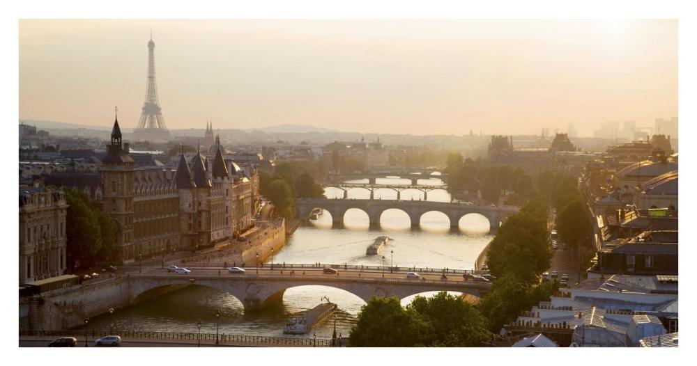 Bridges over the Seine river, Paris-Paper Art-38"x20"