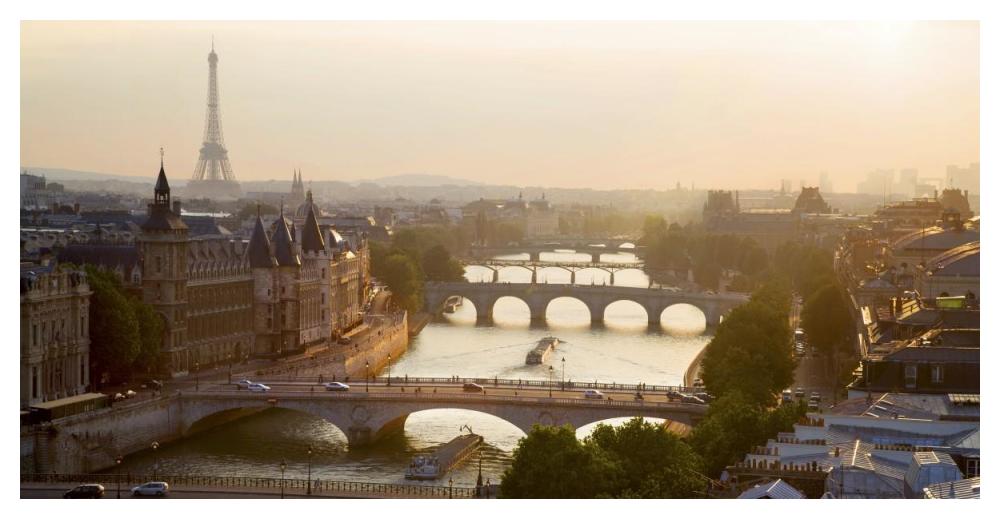Bridges over the Seine river, Paris-Paper Art-50"x26"