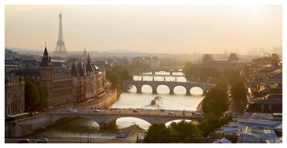 Bridges over the Seine river, Paris-Paper Art-62"x32"