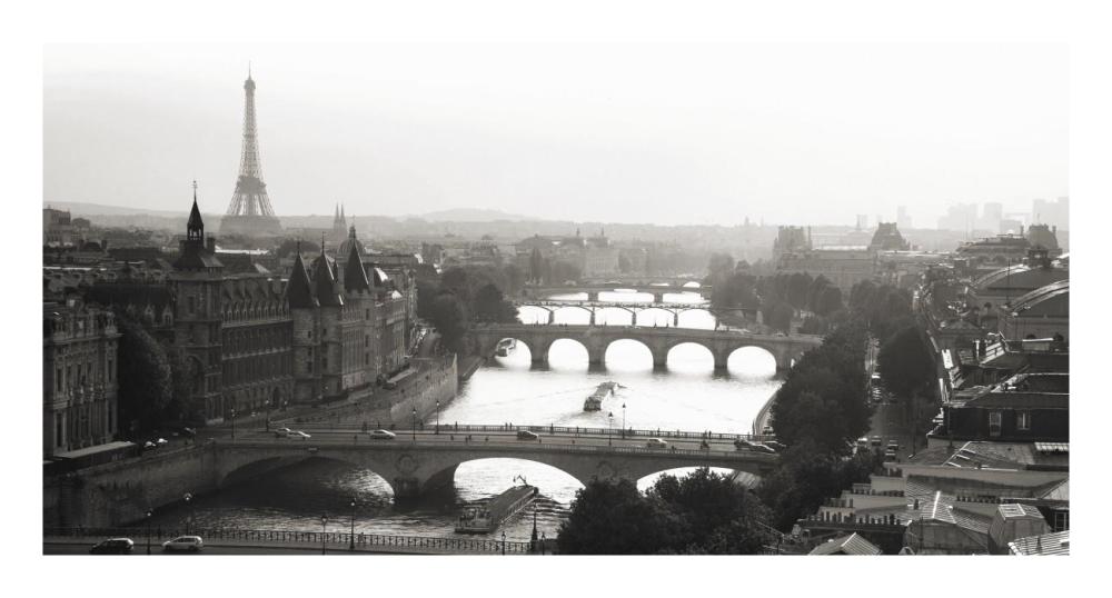 Bridges over the Seine river, Paris-Paper Art-26"x14"