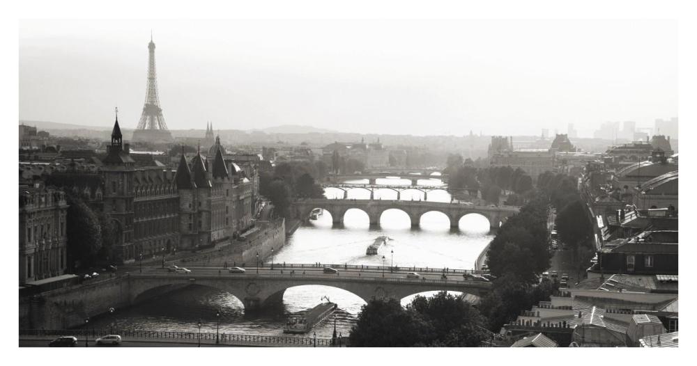Bridges over the Seine river, Paris-Paper Art-38"x20"