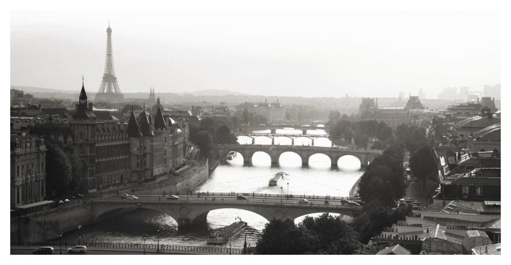 Bridges over the Seine river, Paris-Paper Art-50"x26"