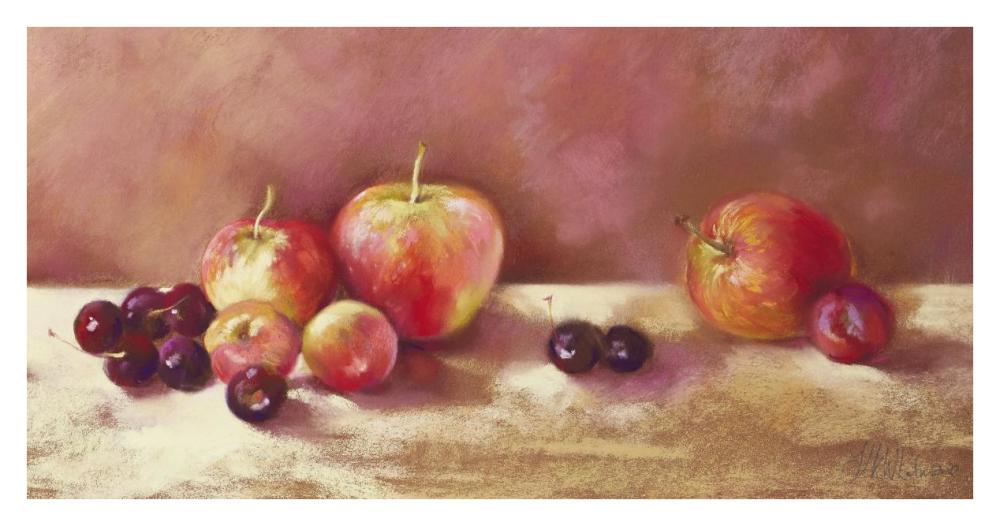 Cherries and Apples (detail)-Paper Art-38"x20"
