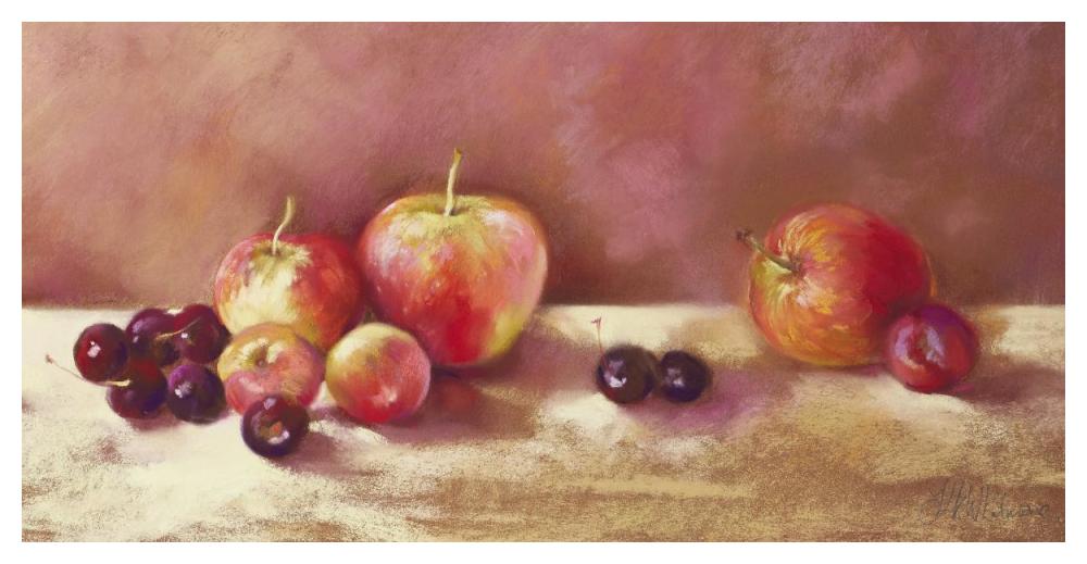 Cherries and Apples (detail)-Paper Art-50"x26"