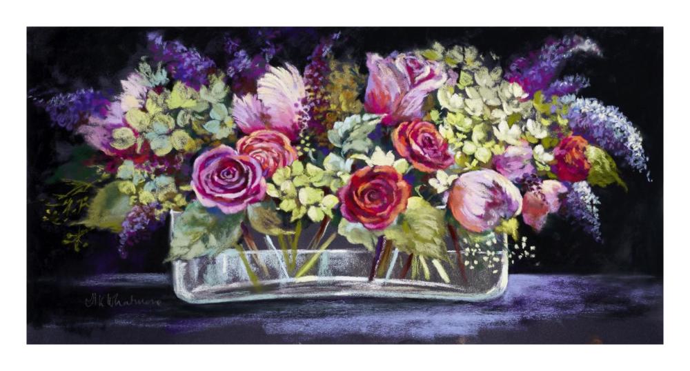 Roses and Lilacs-Paper Art-26"x14"