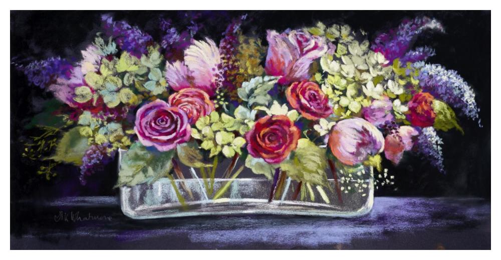 Roses and Lilacs-Paper Art-50"x26"