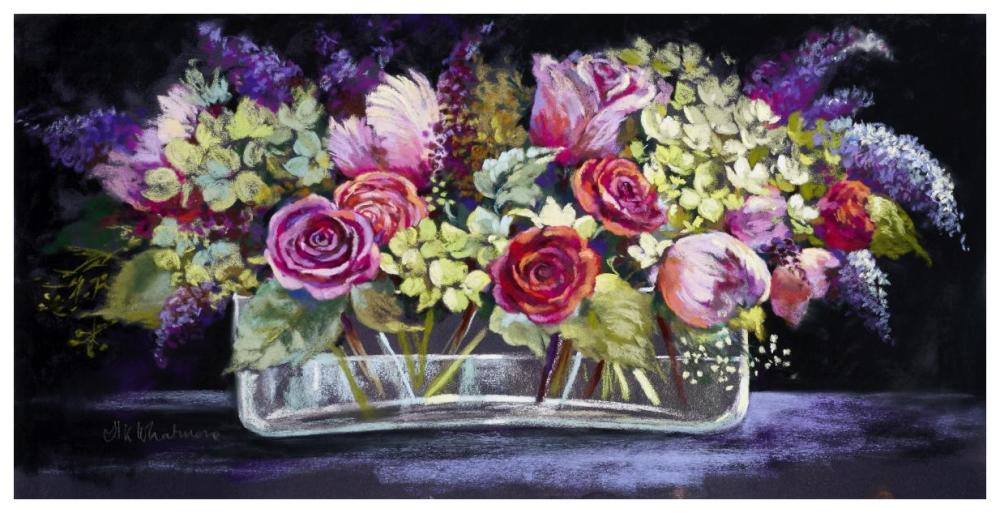 Roses and Lilacs-Paper Art-74"x38"