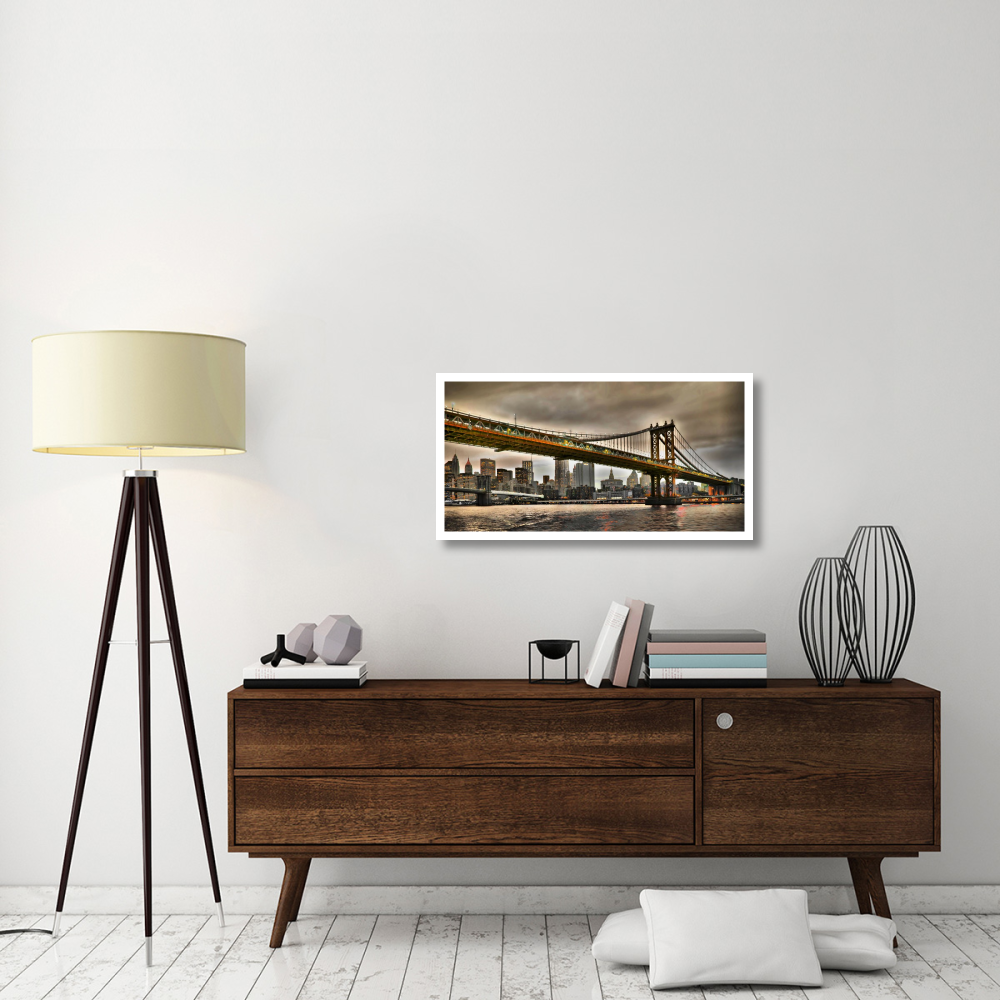 Manhattan Bridge and New York City Skyline, NYC-Paper Art-38&quotx20"