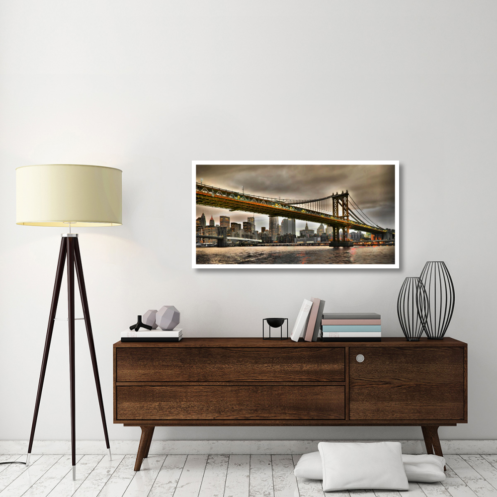 Manhattan Bridge and New York City Skyline, NYC-Paper Art-50&quotx26"