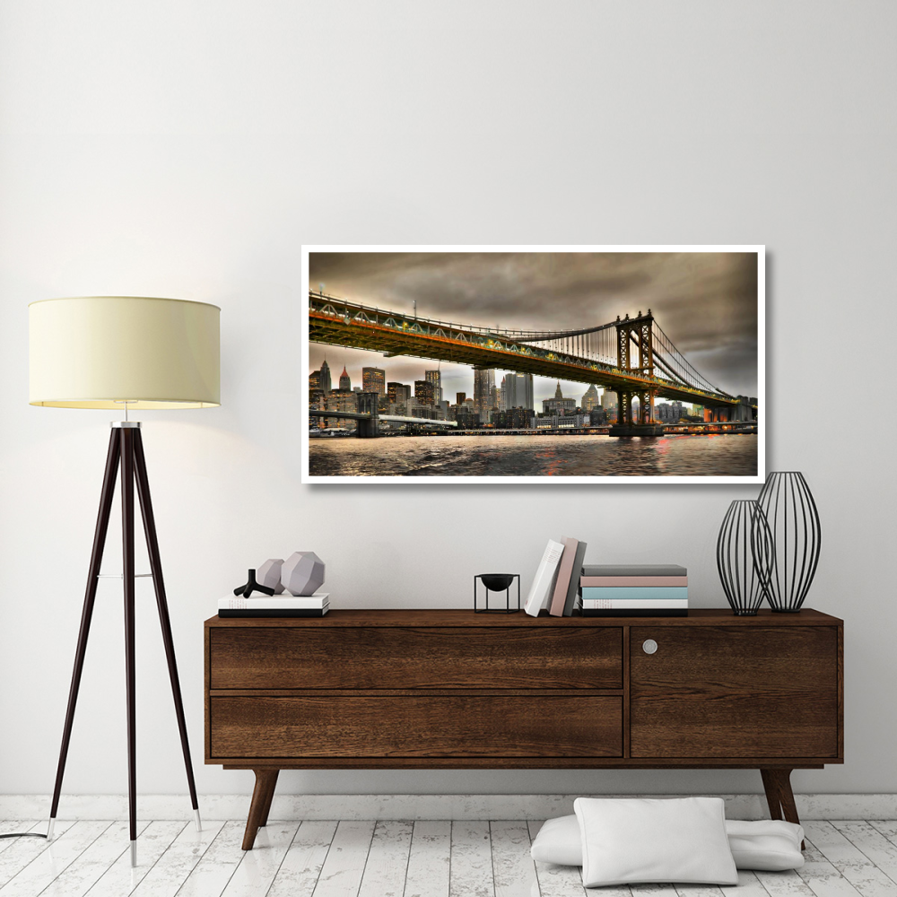 Manhattan Bridge and New York City Skyline, NYC-Paper Art-62&quotx32"