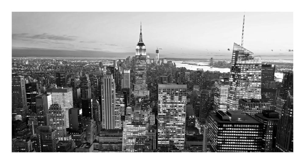 Aerial view of Manhattan, NYC-Paper Art-26"x14"